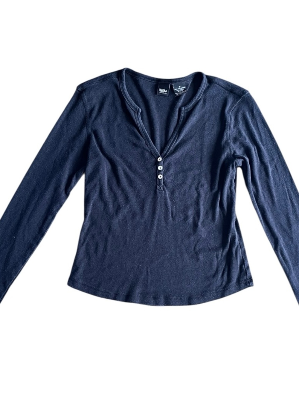 BlackLong-Sleeve Henley Top